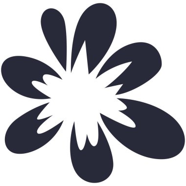 2d soyut koyu taç yaprağı çiçek şekli tasarımı, karikatür tarzı element, şablonlar, çerçeveler, arka planlar, çıkartmalar ve sanatsal yerleşimler için uygun yumuşak retro dekor.