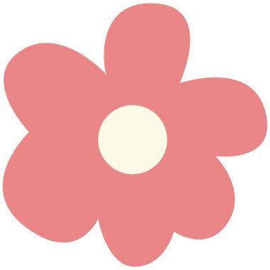 2d çiçek açan pembe karikatür çizimi, yumuşak dekoratif çiçek tasarımı, geçmişe dönük şablonlar, çıkartmalar, çerçeveler, etiketler ve oyuncu sanatsal dekor için sevimli bir element..