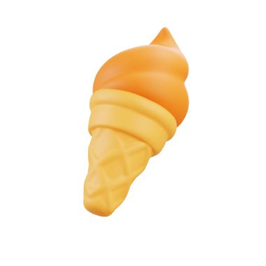 3d crispy waffle cone with smooth vanilla topping, perfect for celebration menus, dessert icons, and playful graphics.