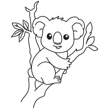 2D koala ana hatları, çocuk boyama sayfaları ve çizim aktiviteleri için tasarlanmış, basit, eğlenceli, tapılası ve kolay bir stil..