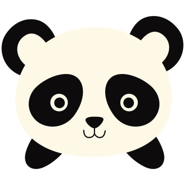 2d cute panda face design in minimal style, suitable for kids decoration, stickers, animal theme, cartoon art, and playful projects.