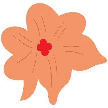 2d orange flower with five petals and small red center design, great for decoration, floral background, eco themes, and creative art projects.