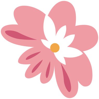 2d pink flower with white daisy detail, charming floral design for eco projects, decoration, spring art, nature backgrounds, playful style, and creative graphics.