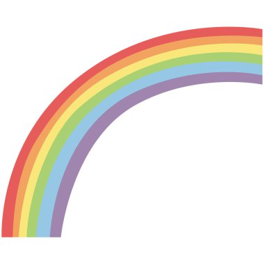 2d rainbow design with colorful curved lines, cheerful element for kids art, decoration, playful projects, background graphics, creative style, and fun themes.