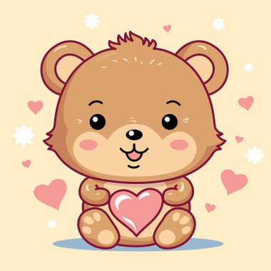 Sevimli, Tatlı Oyuncak Ayı, Vektör İllüstrasyonu