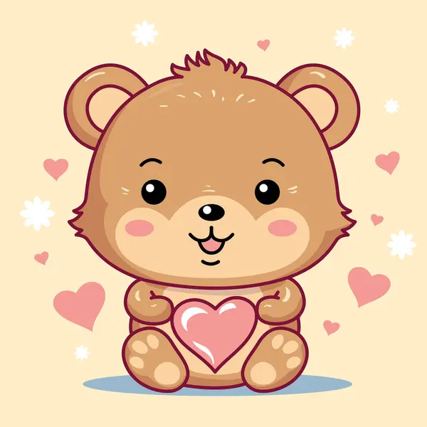 Sevimli, Tatlı Oyuncak Ayı, Vektör İllüstrasyonu