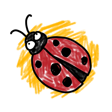 Komik uğur böceği çocuklar çizim yapıyor. 