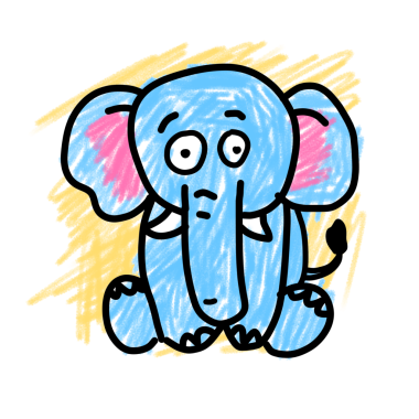 Komik fil çocuklar çizim yapıyor. 