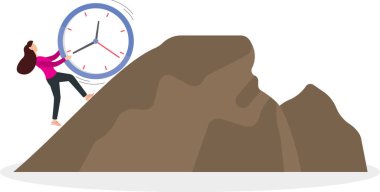 Zaman tükeniyor, iş bitiş tarihi, zaman geri sayımı veya zaman yönetimi kavramı. Düz karakter hayatı .