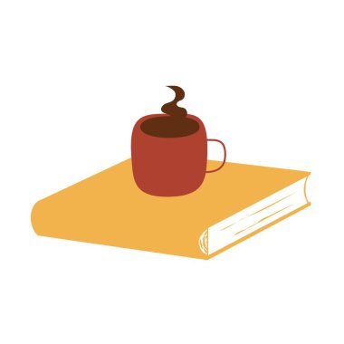 Kitap okumak için sonbahar atmosferi. Modern düz çizgi film tarzı