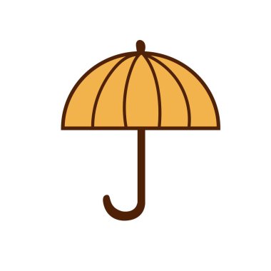 Sarı şemsiye, sonbahar şemsiyesi, vektör illüstrasyonu