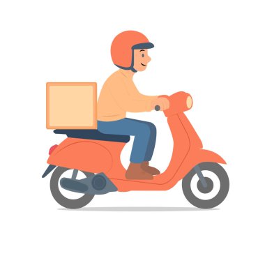 Düz Tasarımlı Teslimatçı Scooter Süratli Nakliye Çizimi