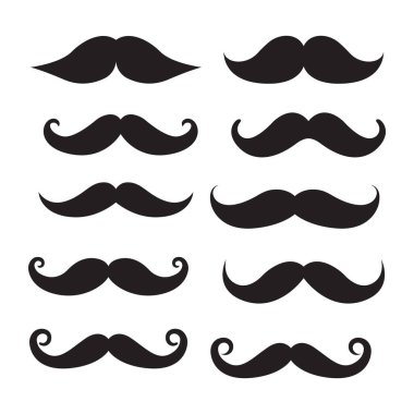 Kıvrık Bıyık Siluet Vektör Simgesi Tasarımı