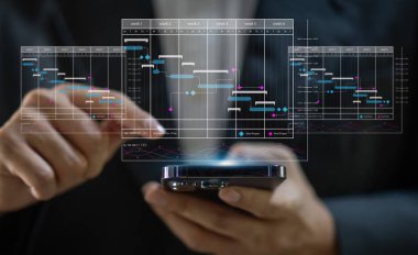 Takvim zaman çizelgesi randevusu olan insan kullanımı telefonu, veri yönetim sistemi, organizasyonların kontrol edilmesi gün, hafta, ay proje listesi, iş, takvim randevu planı
