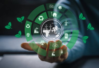 Dünya 'yı, çevreyi, yeşili, çevre dostu, net sıfır, ESG, ekoloji, CO2, karbon dioksit, karbon dioksit, karbon ayak izi. Dünya' yı, Dünya Günü 'nü kurtarın.