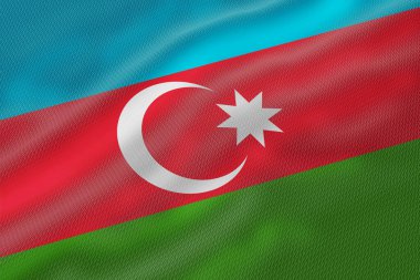 Azerbaycan 'ın stilize edilmiş bayrağı Hilal ve yıldız sembolü ile hafifçe dalgalanıyor..