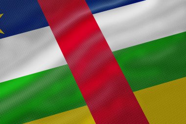 Orta Afrika Cumhuriyeti bayrağının detaylı görüntüsü, kumaş ve canlı renkler sergileniyor