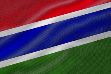 Gambiya bayrağının dokulu bir tasarımı görsel derinlik ve canlı temsil biçimi yaratır.