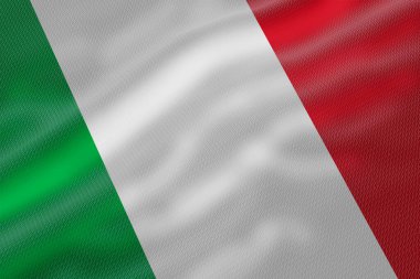 İtalyan ulusal bayrağının gerçekçi kumaş dokusuyla dijital olarak oluşturulmuş bir görüntüsü.