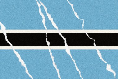 Botswana Açık mavi ve siyahın parçalanmış dokusu beyaz bir bölme çizgisiyle, yırtık kağıt kenarlarıyla sunuluyor soyut ve sıkıntılı bir görsel efekt ve ruh hali yaratıyor.