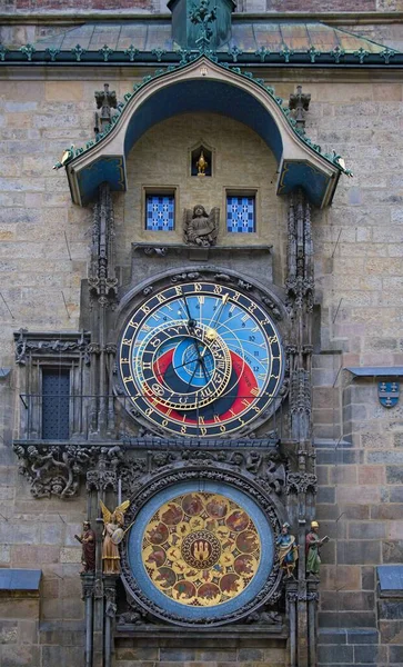 Praga Relógio Astronômico Torre Prefeitura Famoso Marco Turístico Medieval — Fotografia de Stock