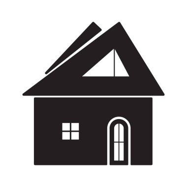 Siyah ev vektör simgesi düz şekilde. Web sayfası düğmeleri, emlak uygulamaları, konut hizmetleri ve arayüz navigasyon ögeleri için mükemmel.