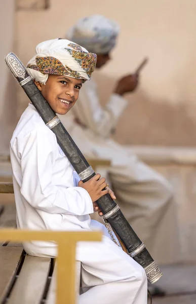 Низва Оман Декабря 2022 Года Собрание Традиционных Исполнителей Песни Танца — стоковое фото