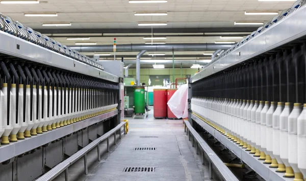 Produção Fios Algodão Fabrico Tecidos — Fotografia de Stock