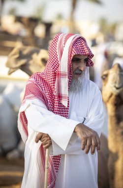 Buraydah, Suudi Arabistan, 4 Ağustos 2023: Sudi develeri ve deve pazarındaki erkekler