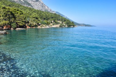 Akyaka Akbuk bay view in Mugla Turkey. Beautiful, landspace, sea, forest and sands in mugla, akbuk, turkey. The photo can use for wallpaper or background . It also can use for travel bussiness.