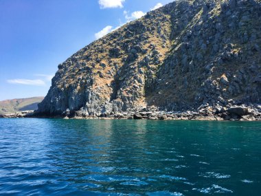 Gokeada Volcanic rock formations along the sea strip in Gkeada. Local people call these rock forms Cheese cliffs. Canakkale Turkey
