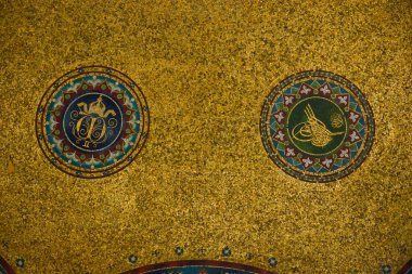 Golden mosaic of the dome of the German fountain, Istanbul, Turkey