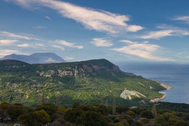 Cinaralti location in Tepeky, a Greek village in Gkeada, Imbros the magnificent Aegean Sea, the view of the mountains and cloud clusters