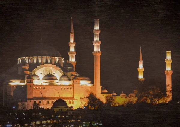 Suleymaniye Τζαμί Νυχτερινή Θέα Μεγαλύτερο Στην Πόλη Κωνσταντινούπολη Τουρκία Ramadan — Φωτογραφία Αρχείου