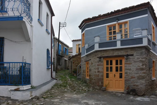 Gokceada Canakkale Turcja 2022 Wąskie Kamienne Ścieżki Stare Kamienne Domy — Zdjęcie stockowe