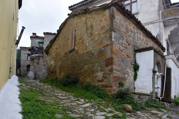 Gokceada Canakkale Turquía 2022 Antiguas Casas Abandonadas Piedra Vistas Calle —  Fotos de Stock