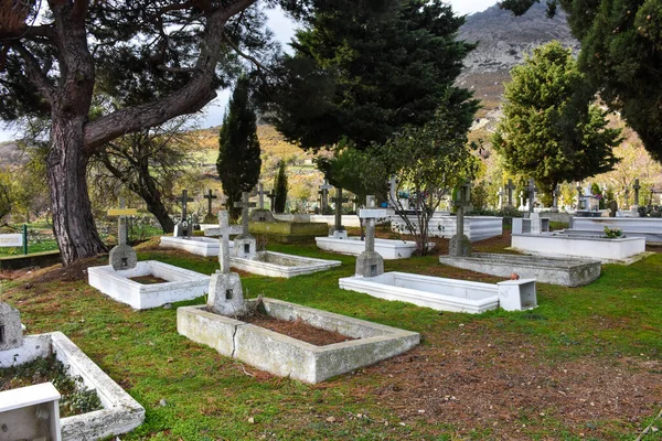 Antico Cimitero Greco Ortodosso Drammatico Sfondo Religioso Tema Morte — Foto Stock