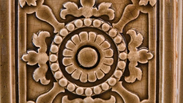Traditionella Blommönster Ristade Brun Marmor Bakgrund Ottomanska Marmor Snida — Stockfoto