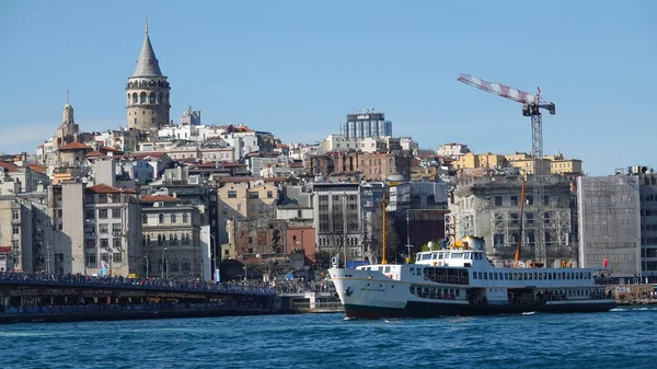 Stambuł Turcja Kwietnia 2023 Widok Wieżę Galata Dzielnicy Karakoy Liniami — Zdjęcie stockowe