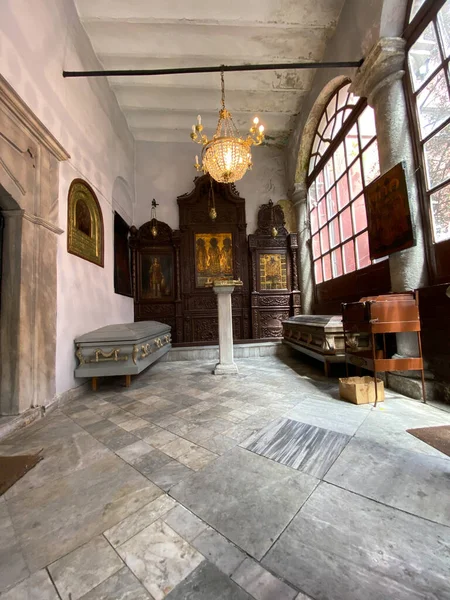 Istanbul Trkiye Dubna 2023 Vstup Interiéru Starožitný Ortodoxní Kostelní Nábytek — Stock fotografie
