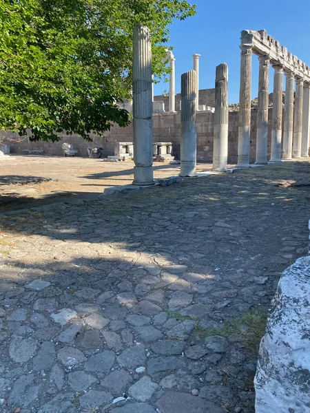 Columnas Santuario Asclepion Las Ruinas Pérgamo Ciudad Baja Bergama Región — Foto de Stock