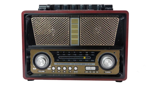 Vintage Antieke Retro Oude Radio Geïsoleerd Witte Achtergrond — Stockfoto
