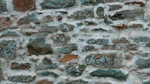 Fundo Parede Pedra Velho Várias Cores Parede Antiga Casa Pedra — Fotografia de Stock