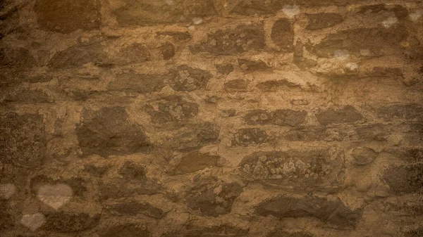 部分旧的天然石墙是棕色的 可用于老式墙纸 复制空间 — 图库照片