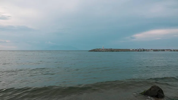 Sunset Pulau Yunani Samothrace Dan Pemandangan Mercusuar Gokceada Dermaga Kalekoy — Stok Foto