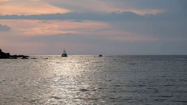 Fishing Trawlers Gokceada Sea Sunset Imbros Island Canakkale Turkey — Stock Photo, Image