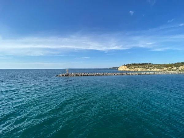 Fyrtårn Sett Fra Havet Ved Gokceada Imbros Kalekoy Havn Canakkale – stockfoto
