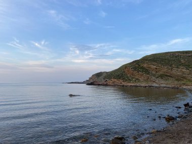 Gökceada, Imbros adasındaki Yıldırım plajının boş manzarası. Yildizkoy, Gökceada 'da popüler bir plajdır. Çanakkale, Türkiye