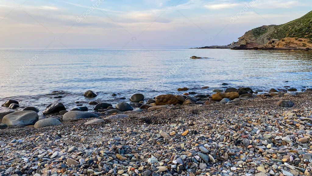 Yildizkoy beach view in Gokceada, Imbros island. Yildizkoy coast is the ...