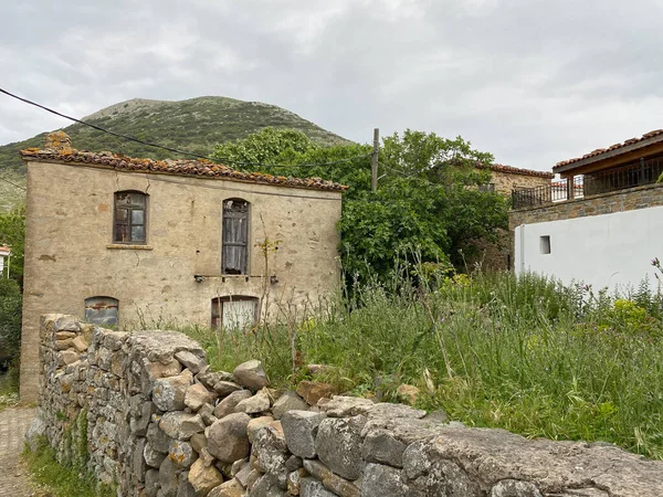 Abandonada Casa Pedra Resistida Aldeia Gkeada Old Bademli Gliki Village — Fotografia de Stock